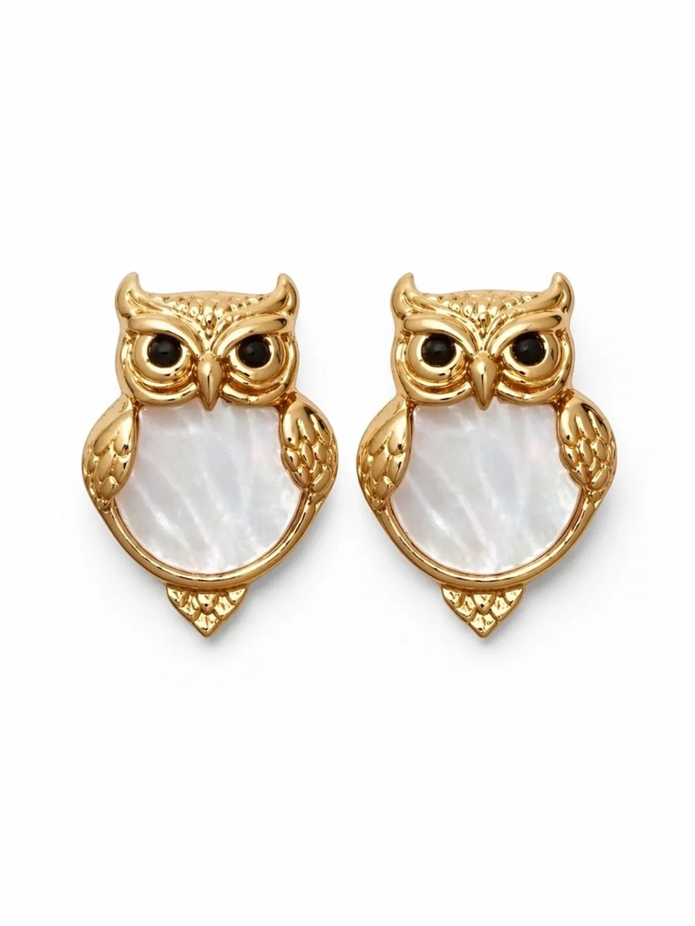 Kate Spade Into the Woods Owl Stud Earrings Gold Mother of Pearl NWT